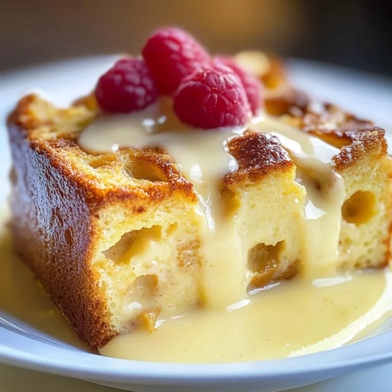 Custard Bread Pudding with Vanilla Sauce
