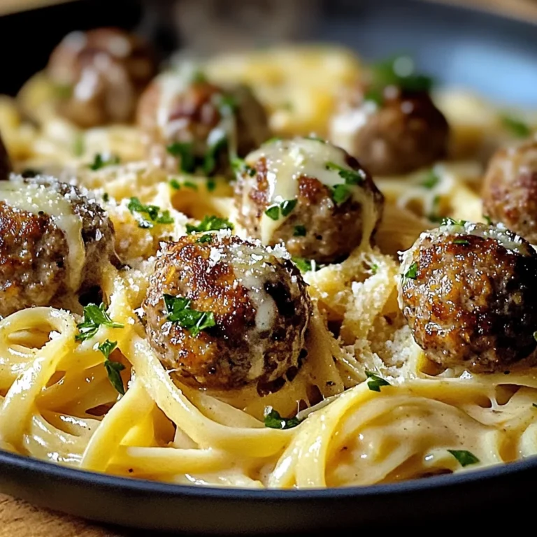 Garlic Butter Meatballs : Creamy Linguine Delight