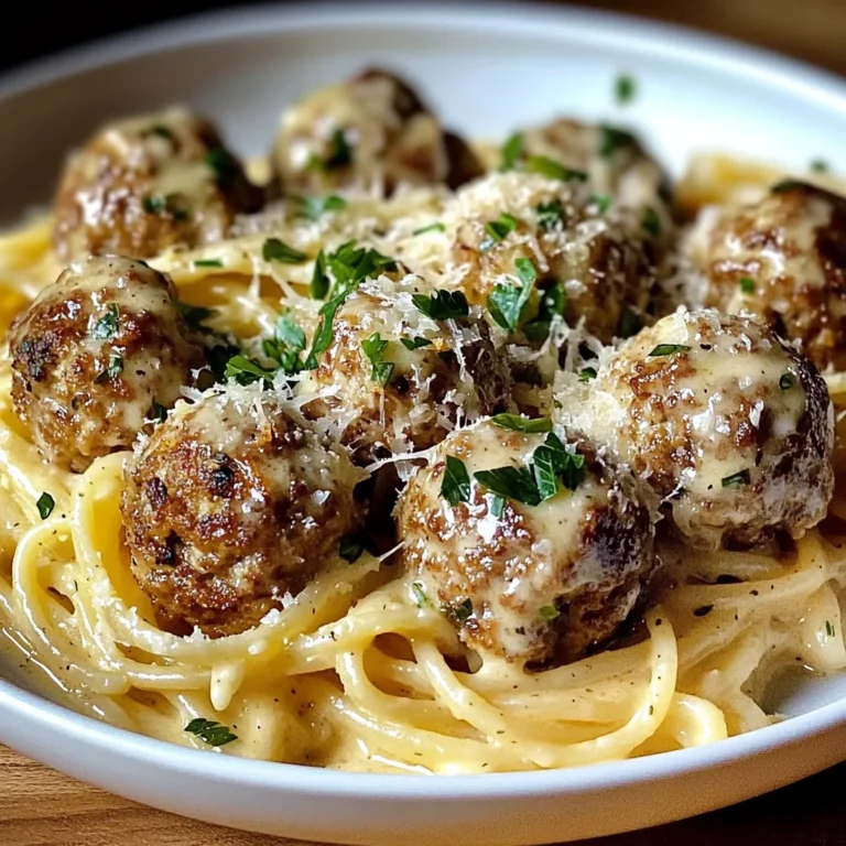 Garlic Butter Meatballs : Creamy Linguine Delight