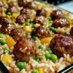 Honey Garlic Meatball & Rice Bake
