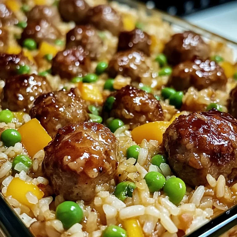 Honey Garlic Meatball & Rice Bake