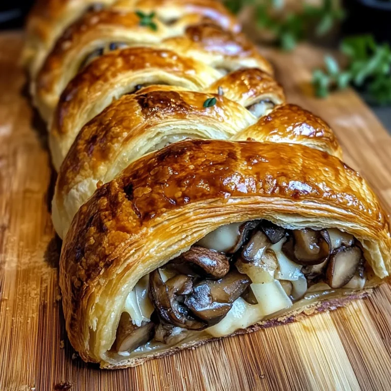 Savory Mushroom & Gruyère Puff Pastry Braid