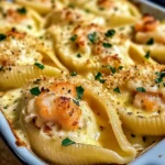 Seafood Stuffed Jumbo Shells with Creamy Cheese Sauce
