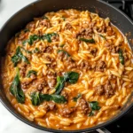 Hearty Ground Beef Orzo with Tomato Cream Sauce