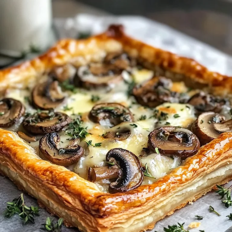 Savory Mushroom & Cheese Puff Pastry Tart