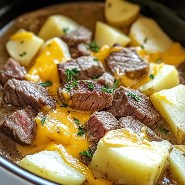 Slow Cooker Steak and Cheddar Potato Casserole