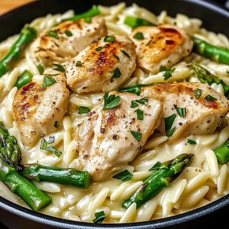 Creamy Parmesan Orzo with Chicken and Asparagus Recipe