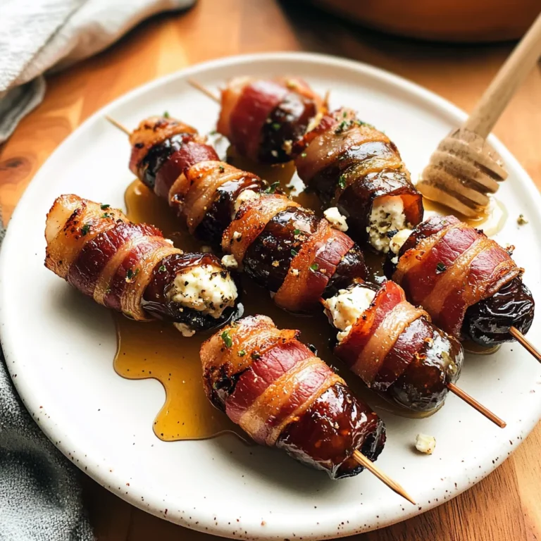Bacon-Wrapped Dates with Goat Cheese & Honey