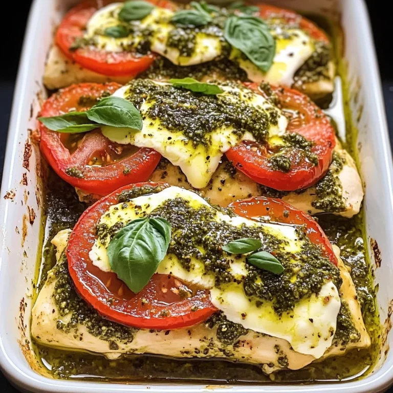 Basil Pesto Tomato Mozzarella Chicken Bake