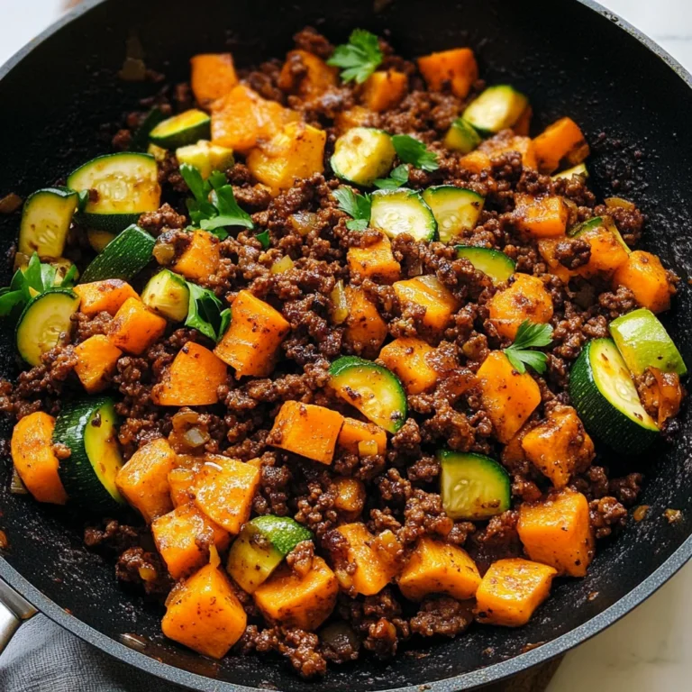 Ground Beef Zucchini Sweet Potato Skillet