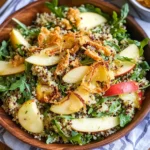 Honey Mustard Quinoa Apple Salad with Crispy Shallots