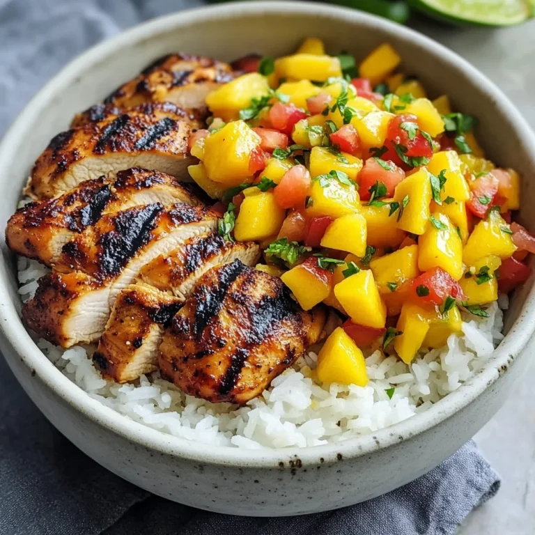 Jerk Chicken Bowls with Mango Salsa and Coconut Rice