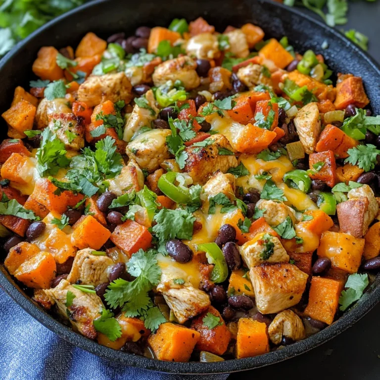 Mexican-Style Chicken, Sweet Potato, and Black Bean Skillet