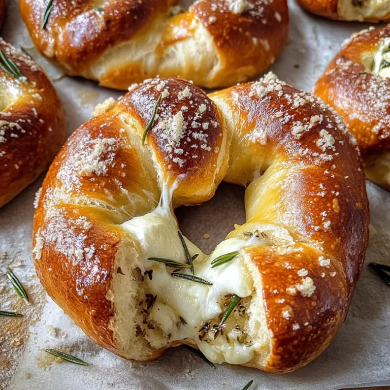 Mozzarella Stuffed Rosemary Parmesan Soft Pretzels