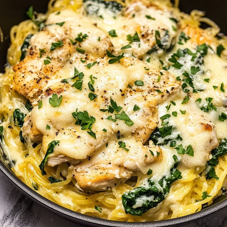 Chicken and Spinach Spaghetti Squash Alfredo