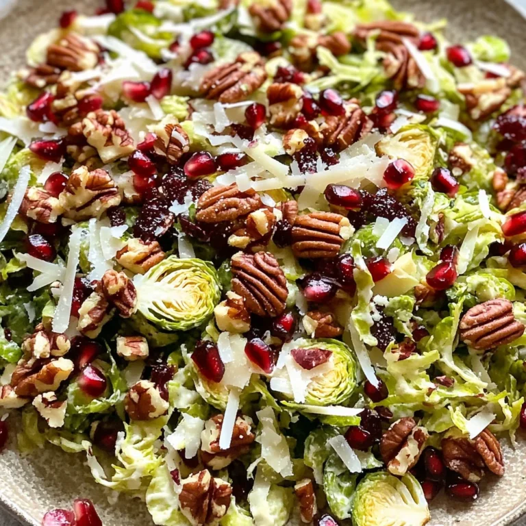 Shaved Brussels Sprout Salad with Pomegranate and Candied Pecans